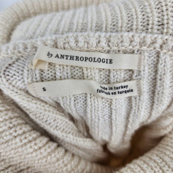 Anthropologie Cold Shoulder Turtleneck Pullover Cable Sweater Size Small - Picture 4 of 6